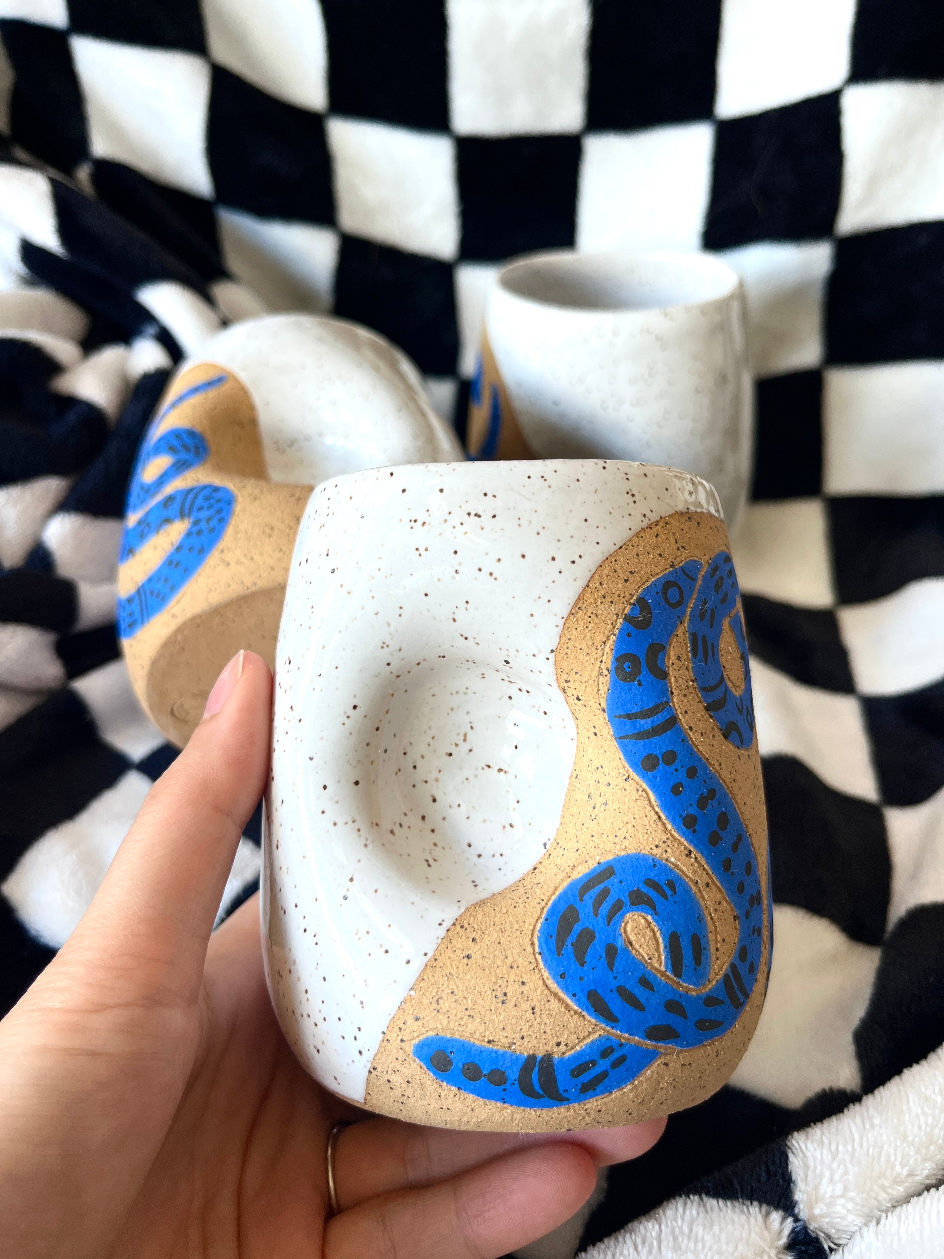 Blue Snakey Dimple Cup
